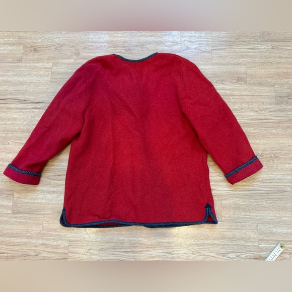Vintage L.L. Bean Women's Red Boiled Wool Button Front Blanket Coat *Flawed* - Picture 6 of 12
